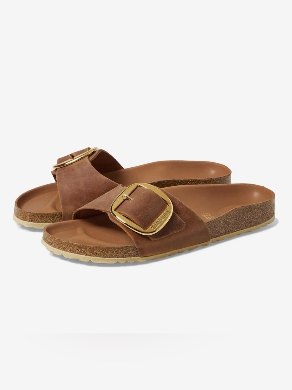 New Birkenstock Cognac Brown Madrid Big Buckle  Sandals